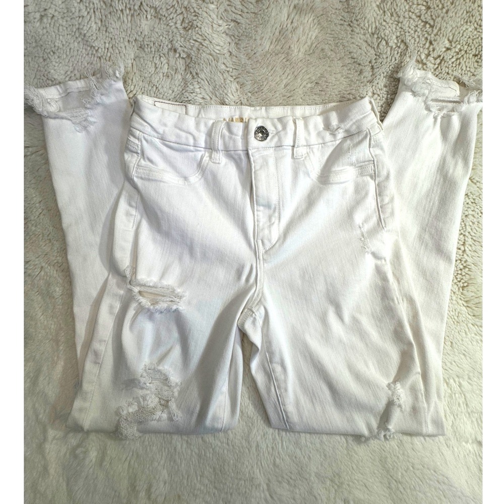 American Eagle Next Level Stretch White Distressed Skinny Jeans Womens 6 Regular